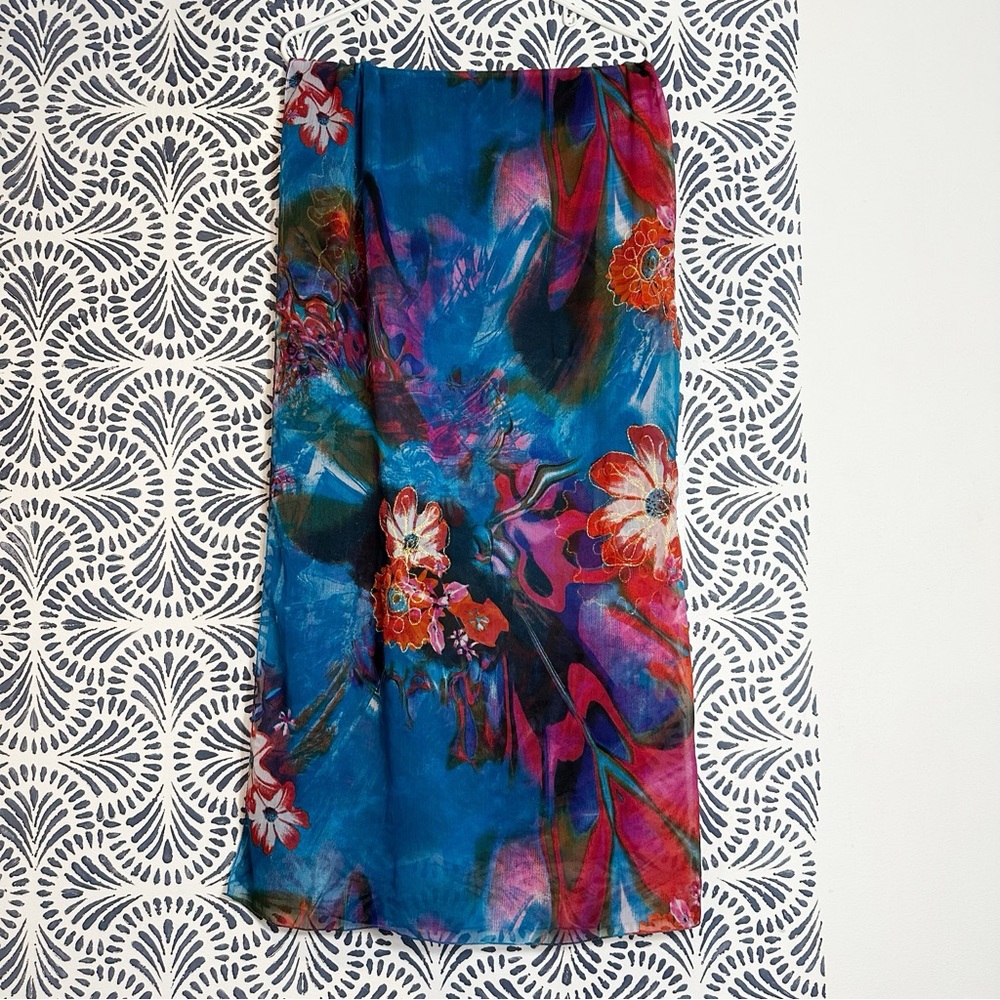 Unbranded Floral Oversized Sheer Scarf